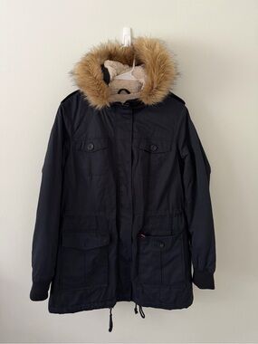 Levi's Black Parka Jacket with Faux Fur Trim